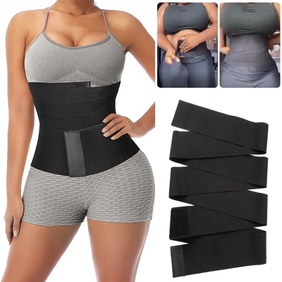 Fashion Nova Accessories - Invisible Wrap Waist Trainer Tape Lumbar Waist Support Belt Black